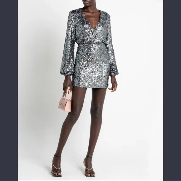 Dresses | Opt Rumi Gunmetal Silver Sequin Bodycon Mini Dress Long Sleeves Nwot | Poshmark Dresses | Opt Rumi Gunmetal Silver Sequin Bodycon Mini Dress Long Sleeves Nwot | Poshmark